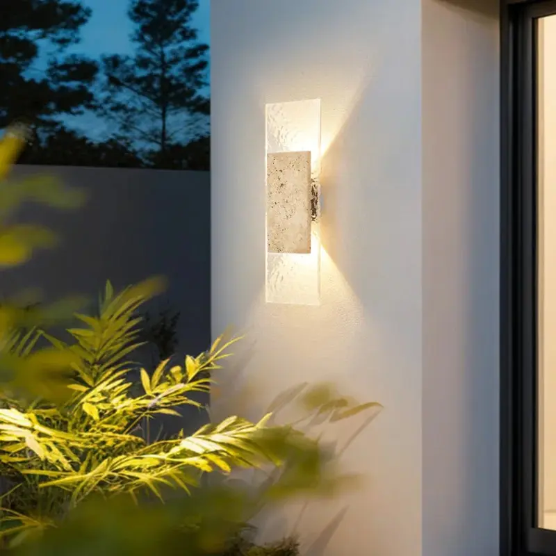 StoneGlow Outdoor Waterproof LED Wall Lamp  Marble Style Sconce.