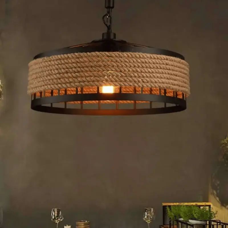 Arden Rope Pendant  Rustic Handwoven Chandelier Light