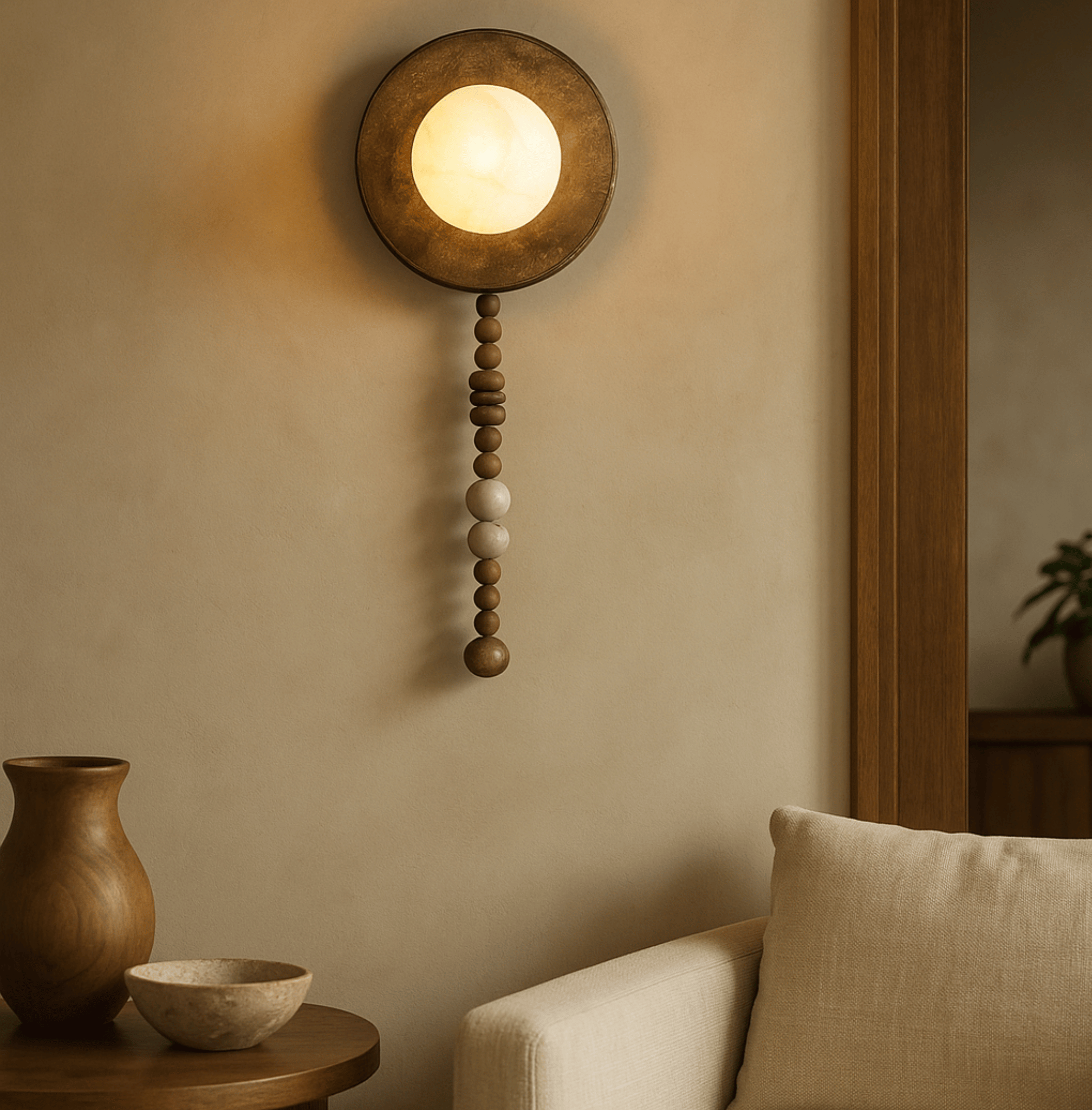 Aureum Wall Sconce  Retro Marble & Wood LED Light