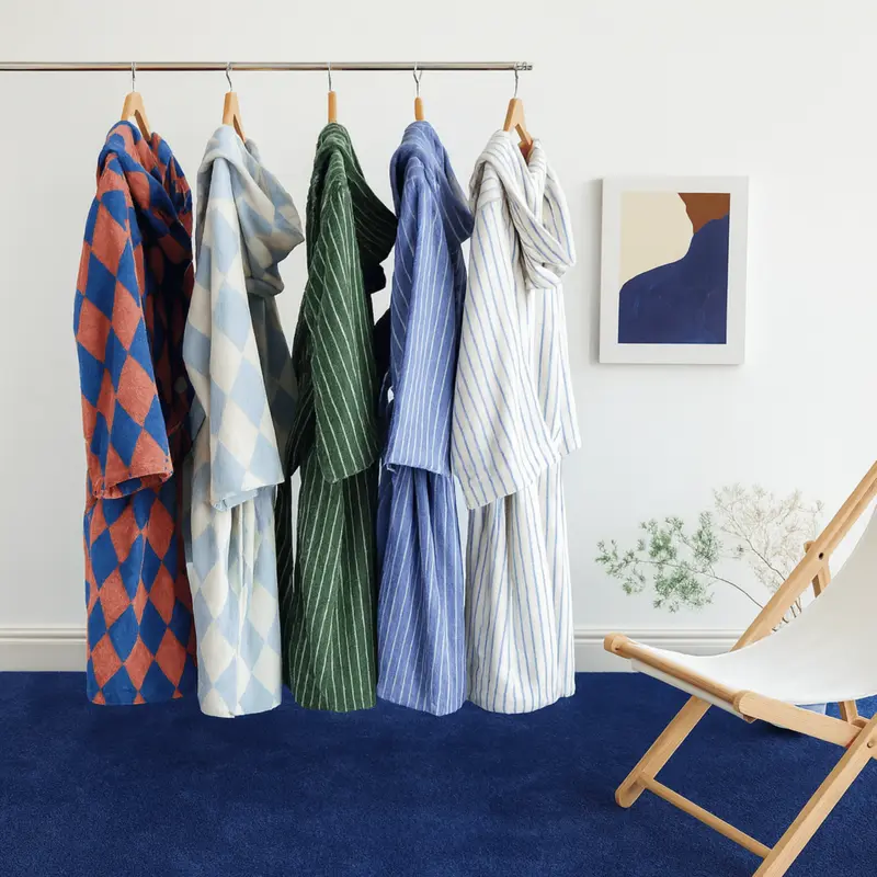 Bold Stripe Cloak Cotton Bathrobe