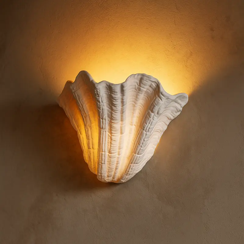 lyse Shell Wall Lamp  French Gypsum LED Sconce