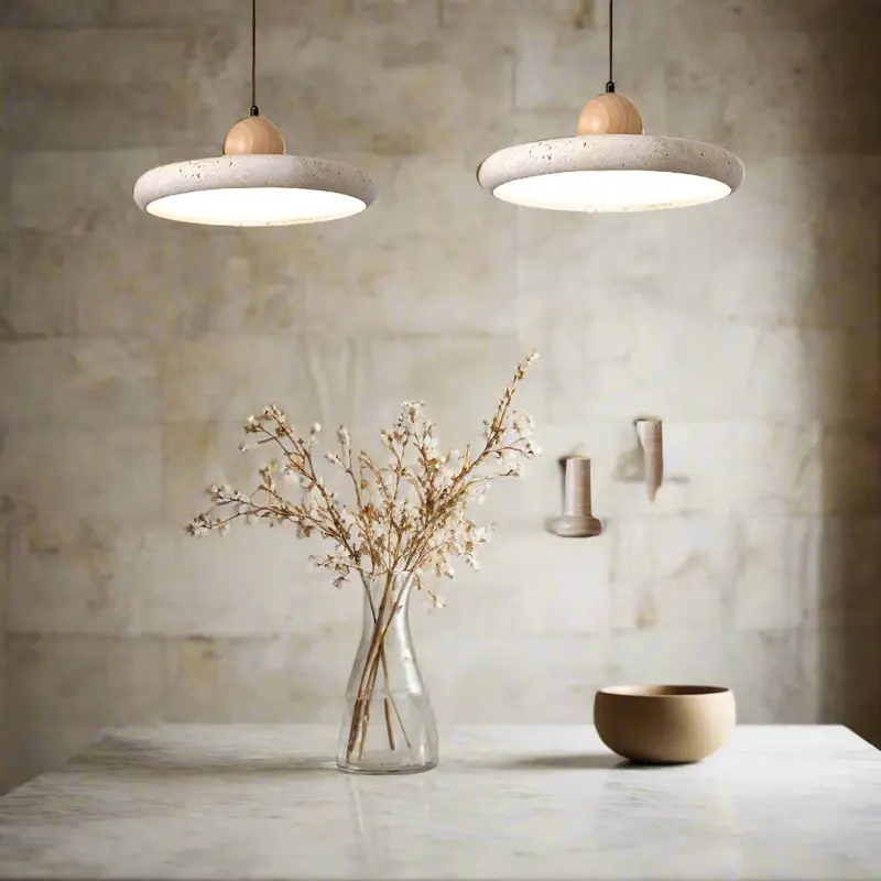 Sonoma Travertine & Wood Pendant Light