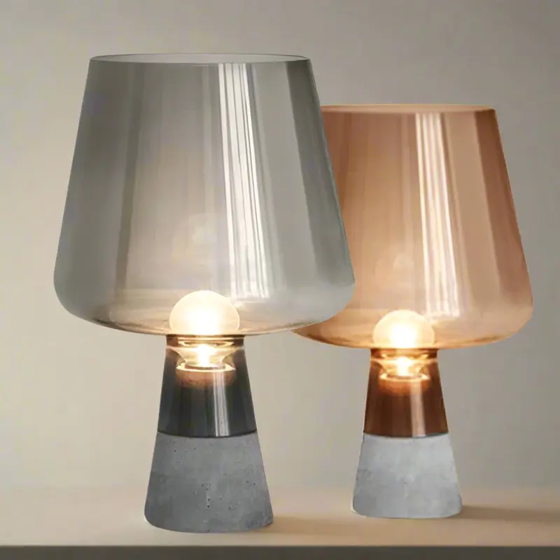 UrbanGlow Cement & Glass Table Lamp