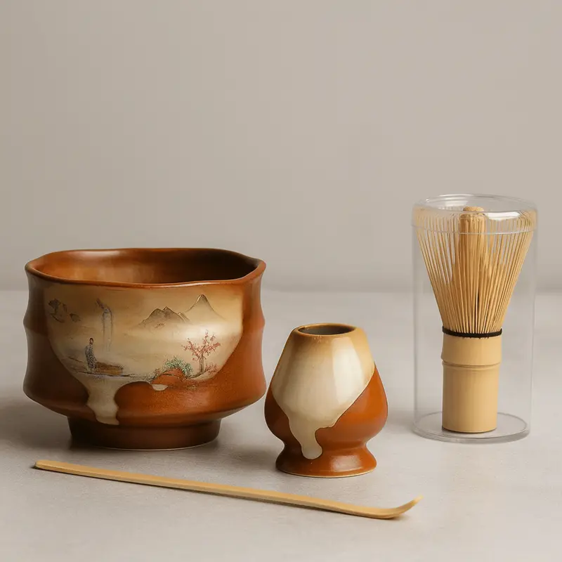 Aoki Matcha Set  Traditional 4pcs Ceramic Tea Set