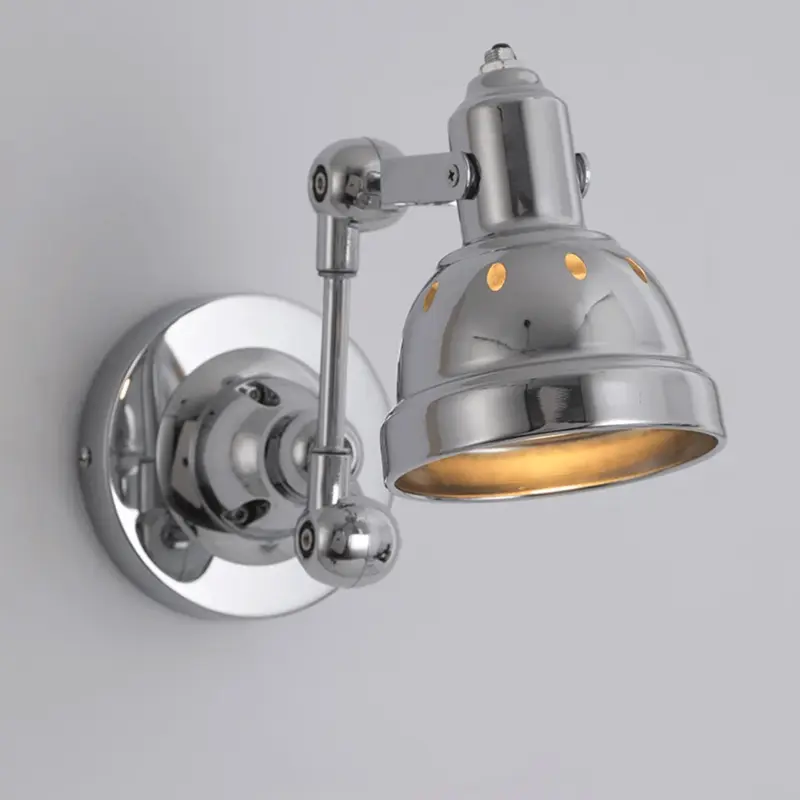 Aureon Industrial Wall Light  Polished Silver Adjustable Lamp