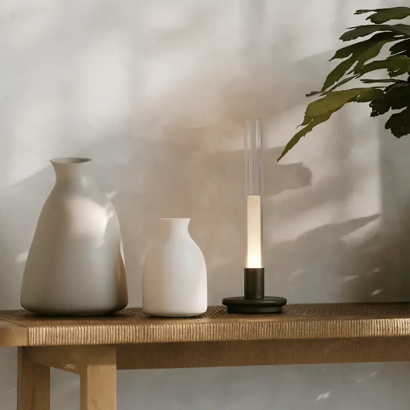 Aurlo Candlelight Lamp  USB Rechargeable Glass & Aluminum Table Light