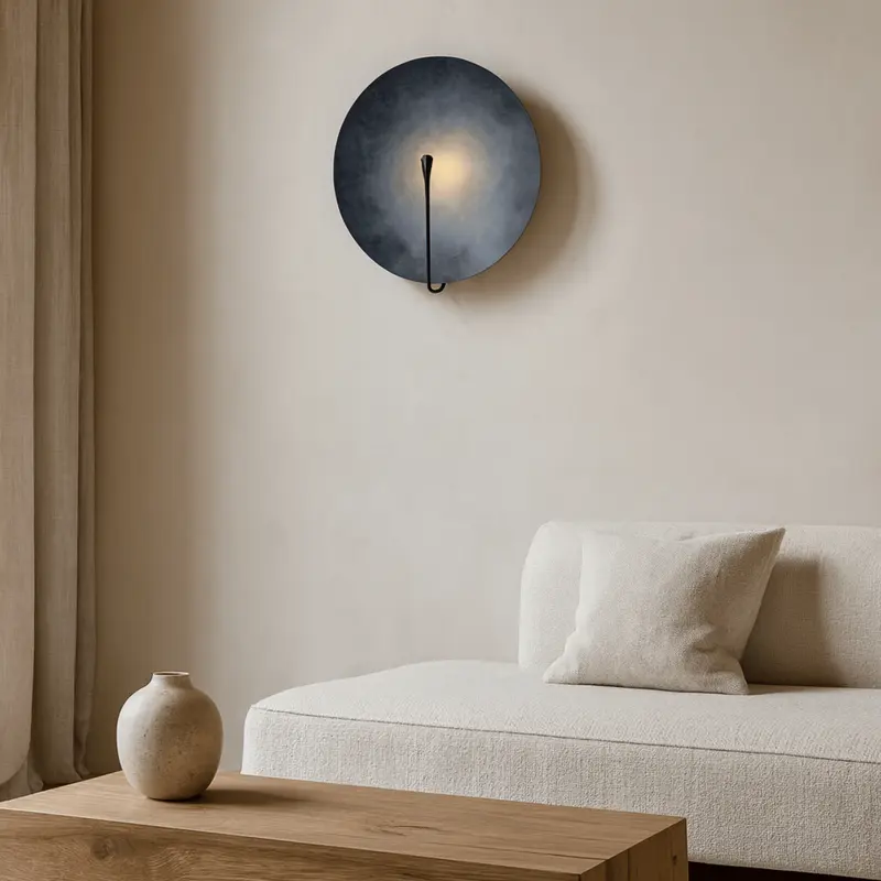 Black CosmoLuna Wall Light  Artistic Stainless Steel Round Disc Wall Lamp