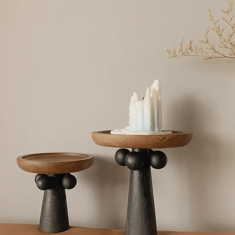 FormaWood Sculptural Wooden Pedestal Tray