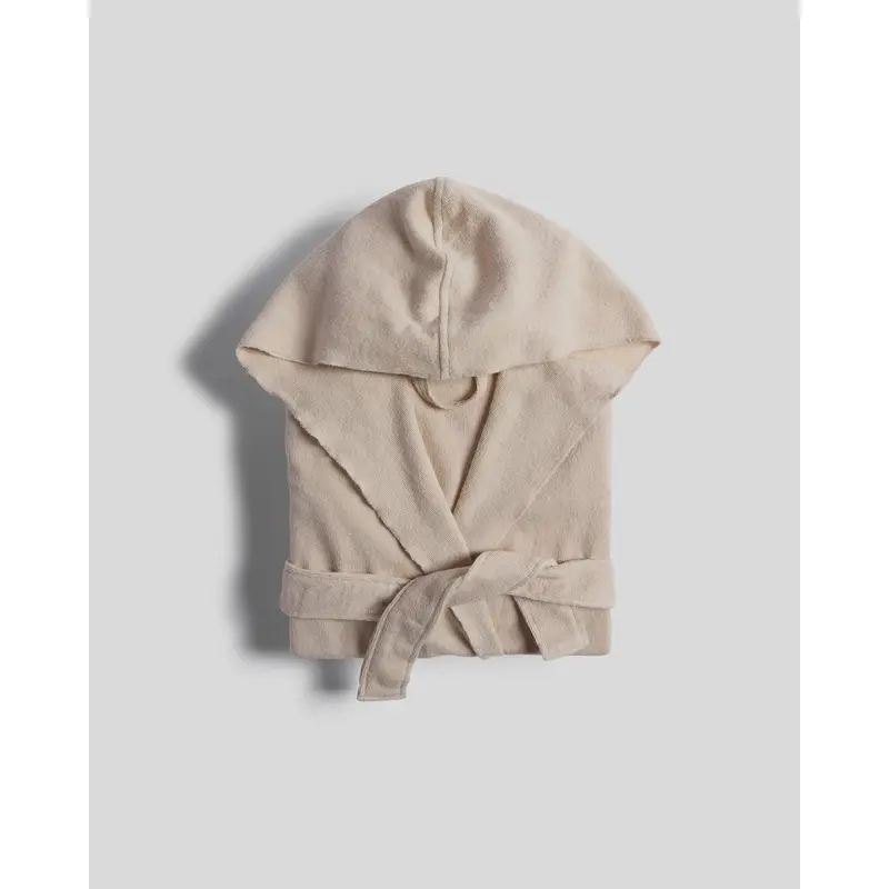 Hooded Light Terry Robe (Bone)