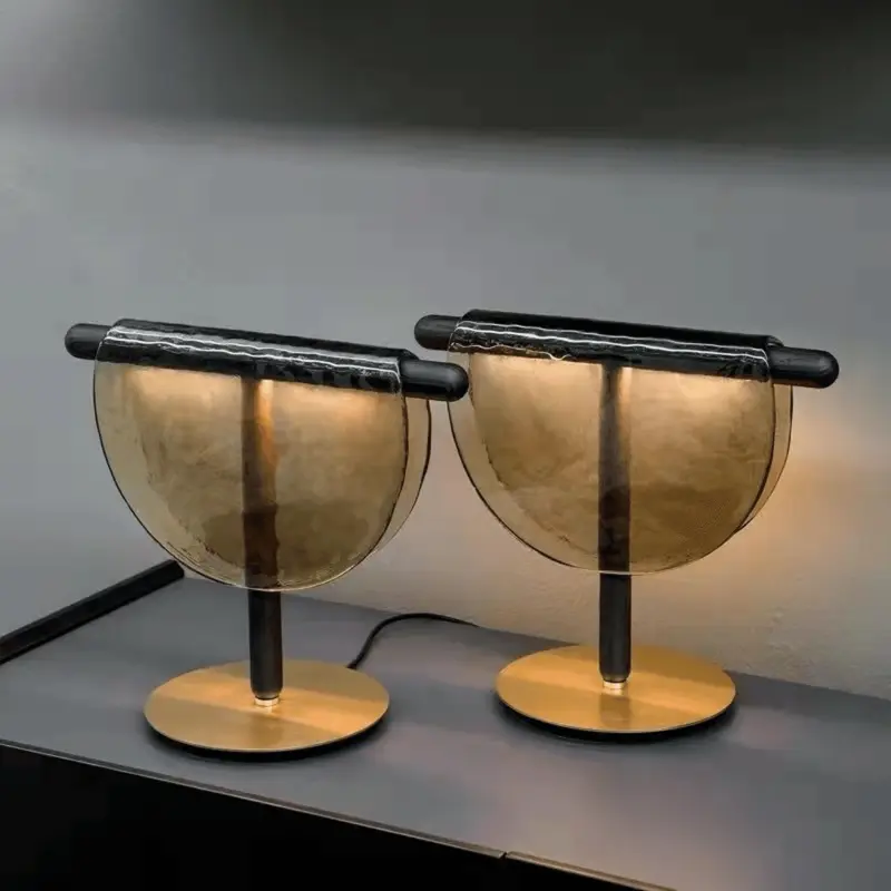LumoAmber Half-Moon Glass Table Lamp