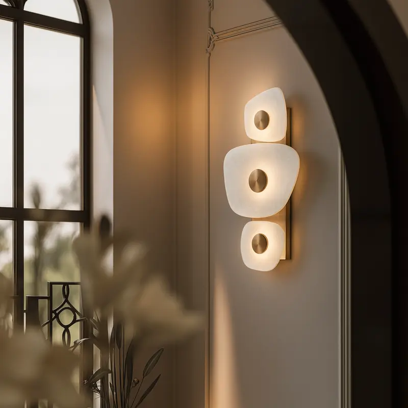 Marbelle LED Wall Light  Marble & Brass Trio Sconce