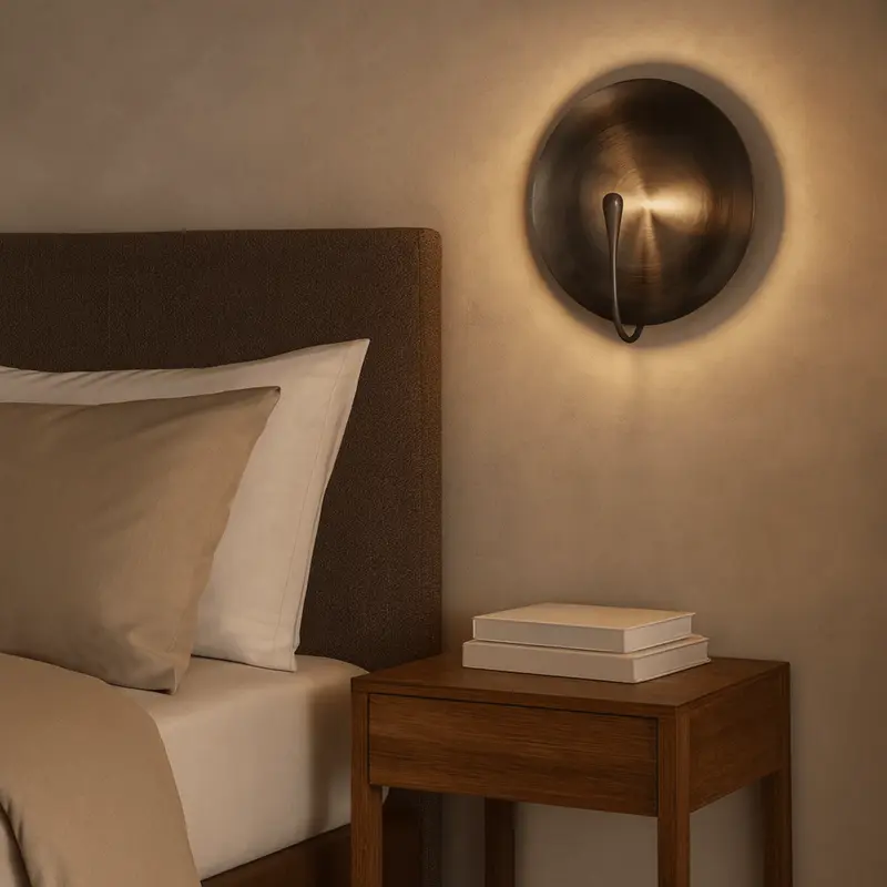 Silver CosmoLuna Wall Light  Artistic Stainless Steel Round Disc Wall Lamp