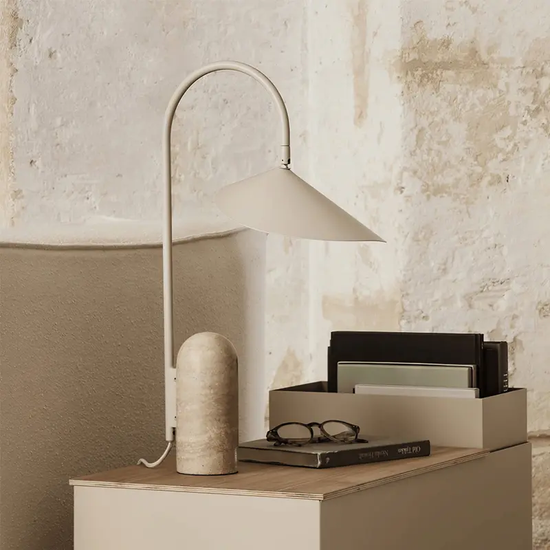 Nordora Arc Table Lamp  Danish Minimalist Marble & Metal LED Desk Light