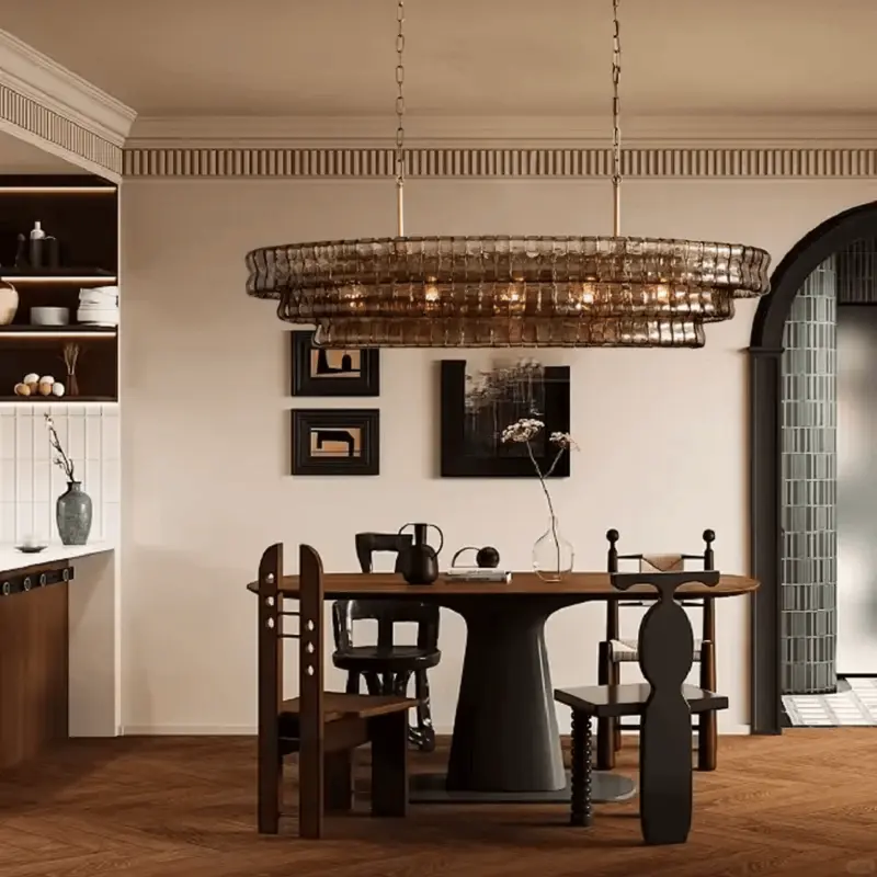 toile Vintage French Gray Glass Chandelier