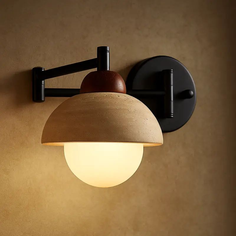 Travira Luna Adjustable Travertine Wall Lamp