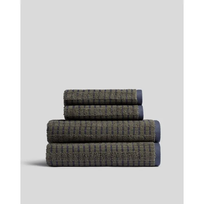 2+2 Organic Ladder Stripe Bath Bundle - Moss and Dusk
