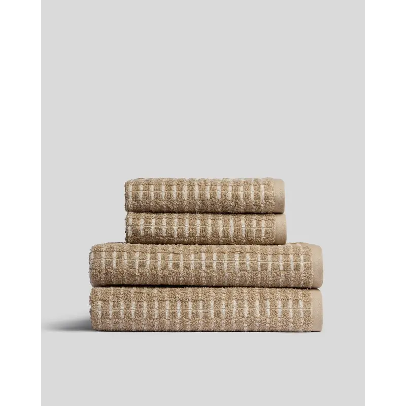 2+2 Organic Ladder Stripe Bath Bundle - Toast and Natural