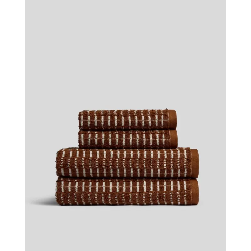 2+2 Organic Ladder Stripe Bath Bundle - Tobacco and Cream