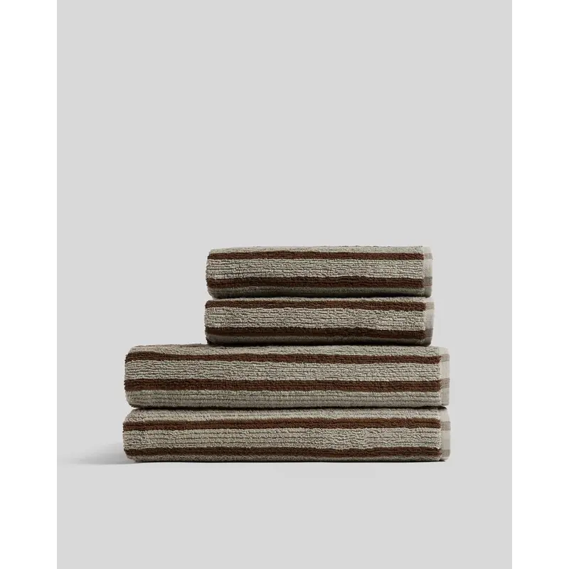 2+2 Organic Resort Stripe Bath Bundle -  Moss with Java