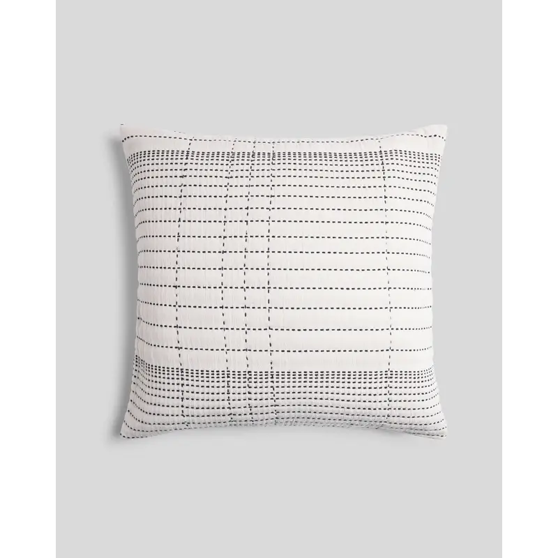 Hand Stitched Euro Pillow Cover (Ivory and Soft Black)