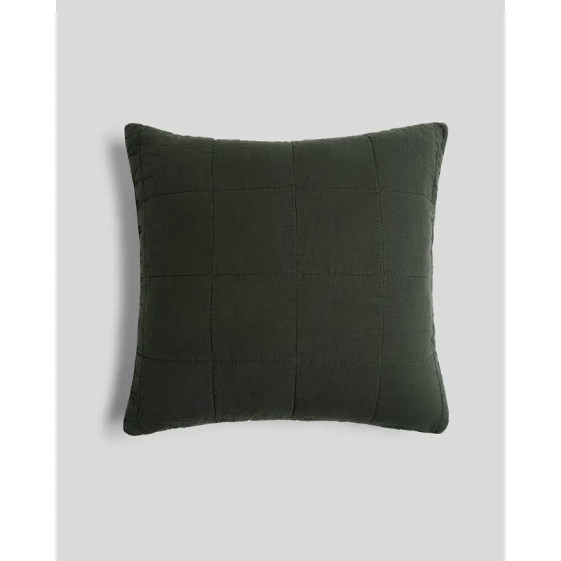 Linen Box Quilted Euro Sham (Evergreen)