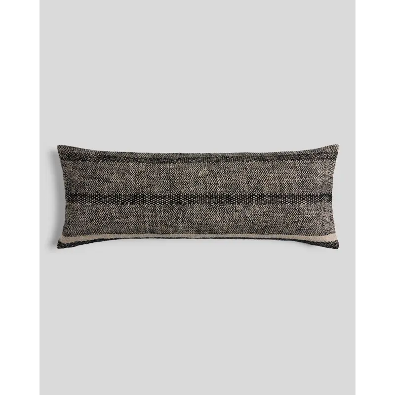 Marfa Stripe Lumbar Pillow Cover (Soft Black and Natural)