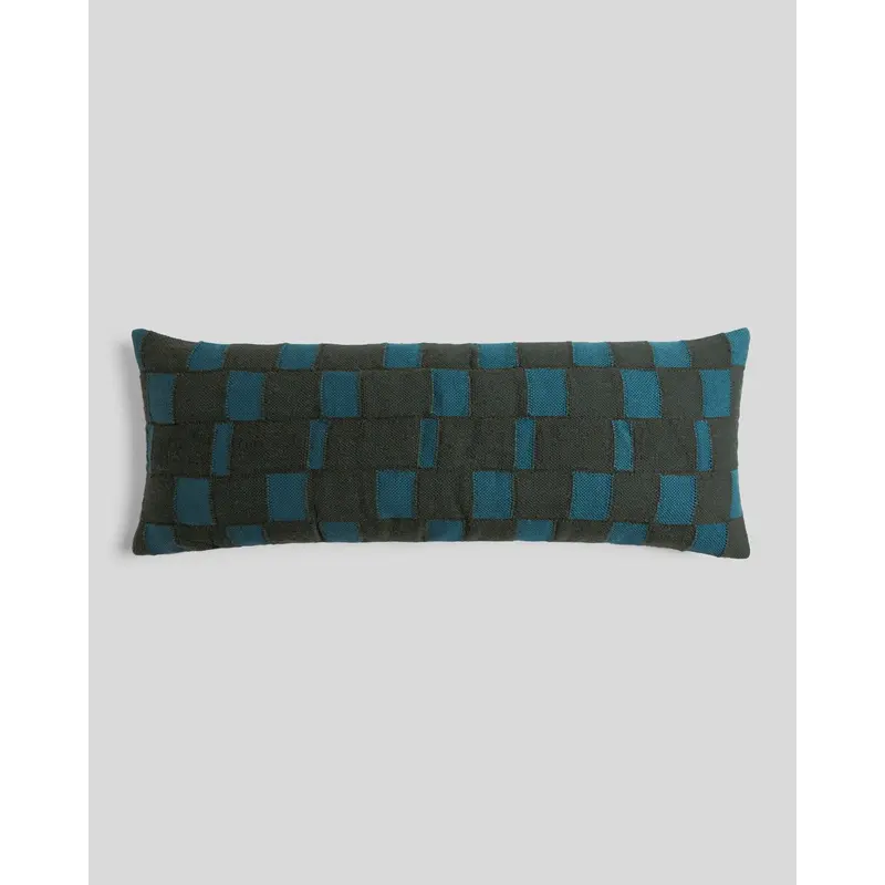 Modern Wool Lumbar Pillow Cover (Evergreen and Peacock)
