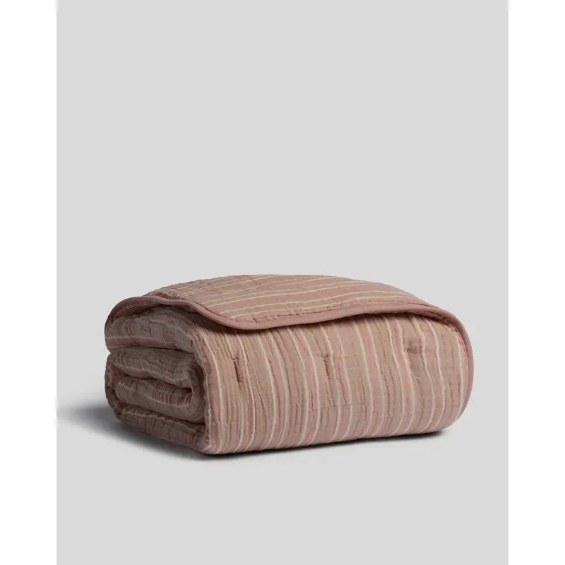 Organic Cloud Cotton Stripe Toddler Quilt (Adobe and Clay)