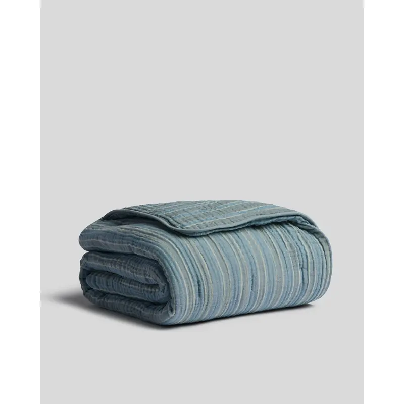 Organic Cloud Cotton Stripe Toddler Quilt (Wave and Horizon)