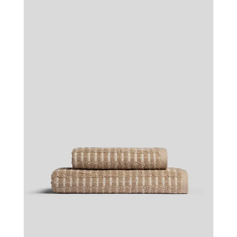 Organic Ladder Stripe Towels (Toast and Natural)