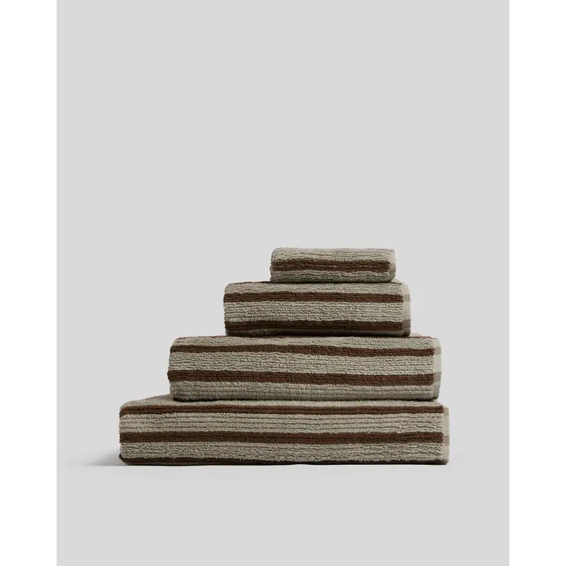 Organic Resort Stripe Towels (Moss with Java)