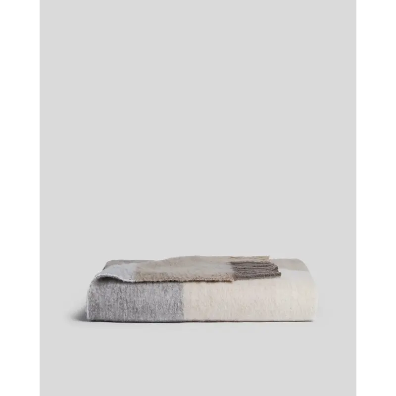 Plaid Wool Alpaca Throw (Natural Plaid)