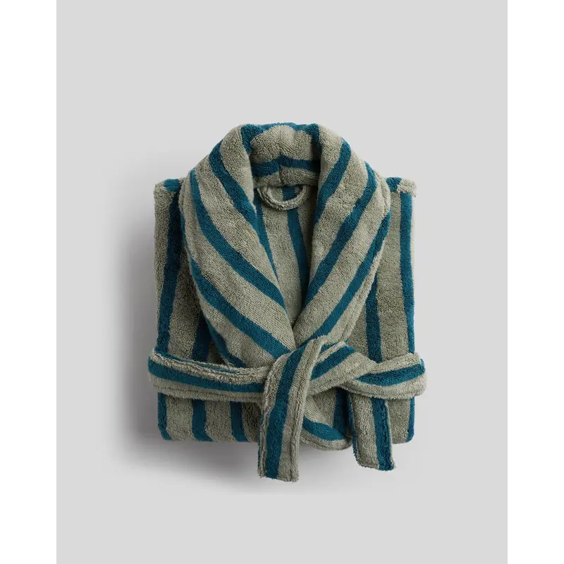 Terry Stripe Robe (Moss and Peacock)