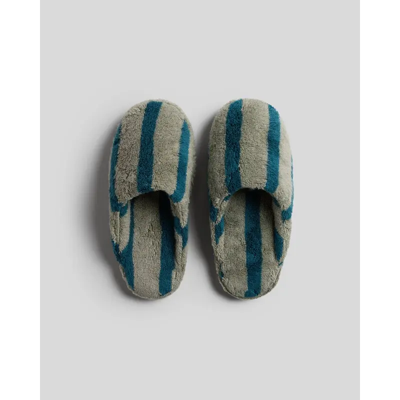 Terry Stripe Slippers (Moss and Peacock)