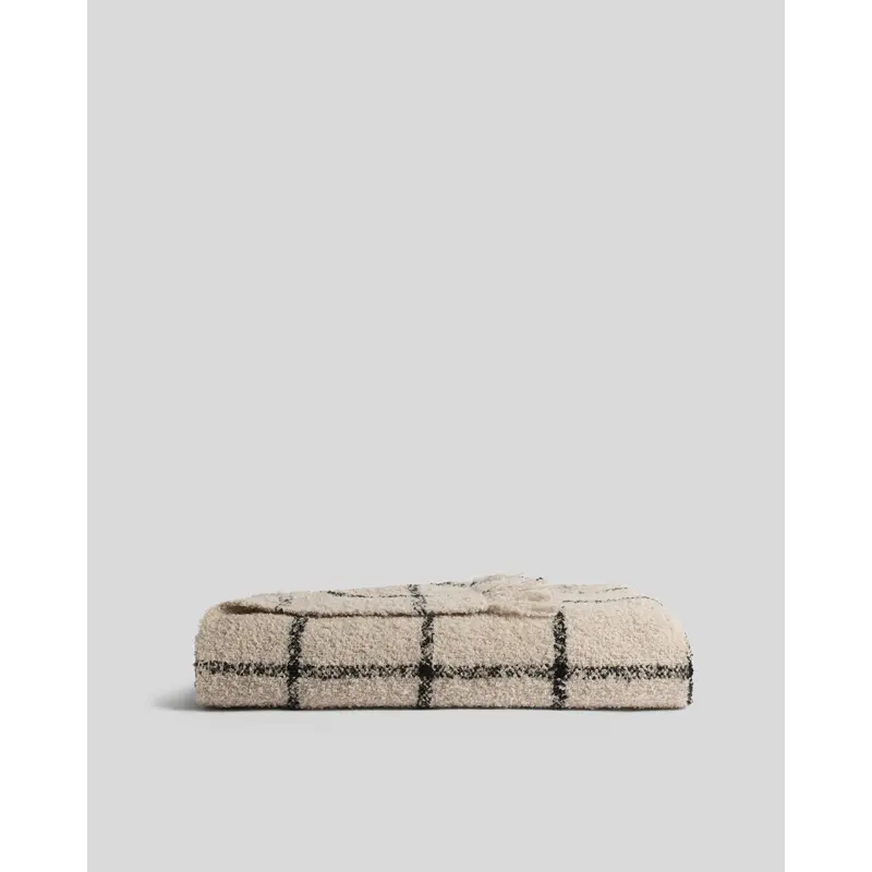 Alpaca Boucle Windowpane Throw (Natural with Onyx)