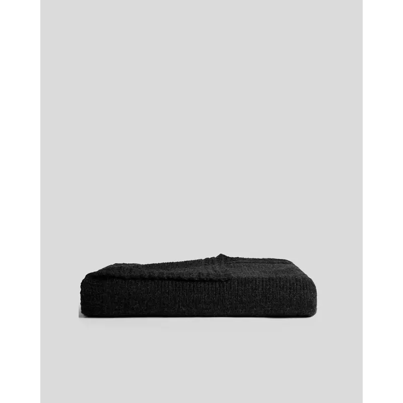 Classic Knit Alpaca Throw (Charcoal)