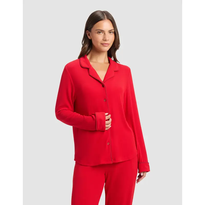 Women's Bamboo Rib-Knit Classic Long Sleeve Pajama Top