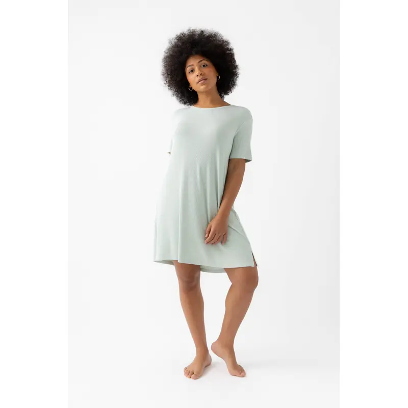 Women's Bamboo Rib-Knit Boyfriend Sleep Dress - Wholesale