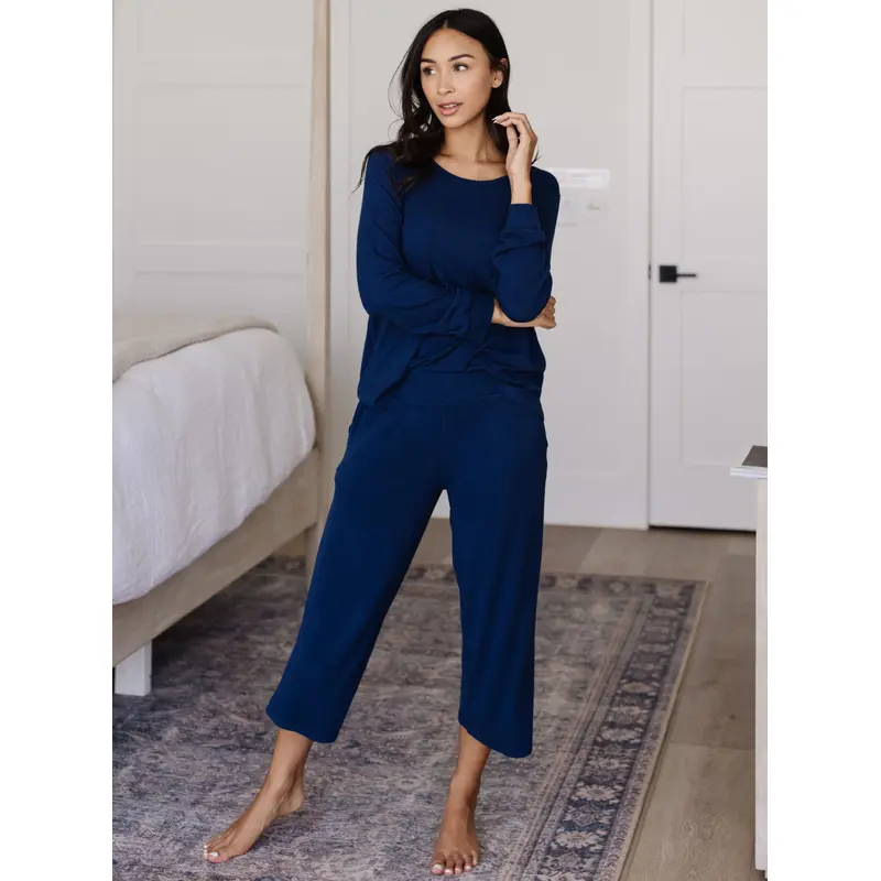 Women's Bamboo Rib-Knit Lounge Capri - Wholesale