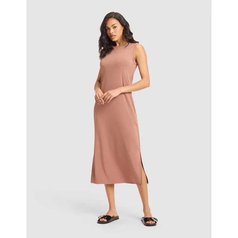 Women's Brushed Bamboo Sleeveless Midi Dress