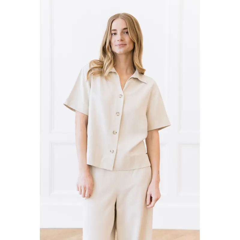 Women's Cozy Earth Coastal Comfort Short Sleeve Button Down - Last Chance