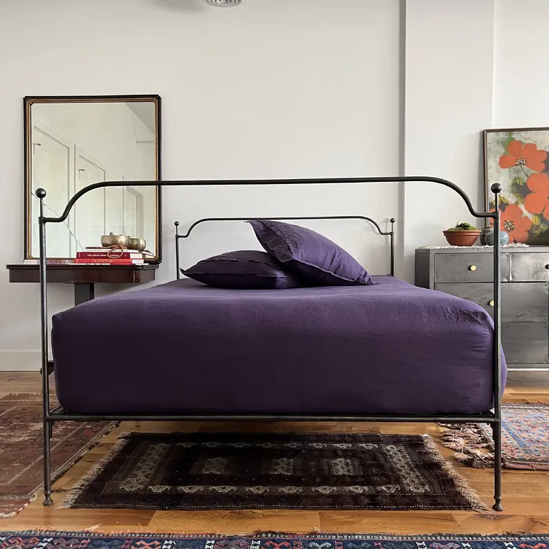 Aubergine Linen Fitted Sheet