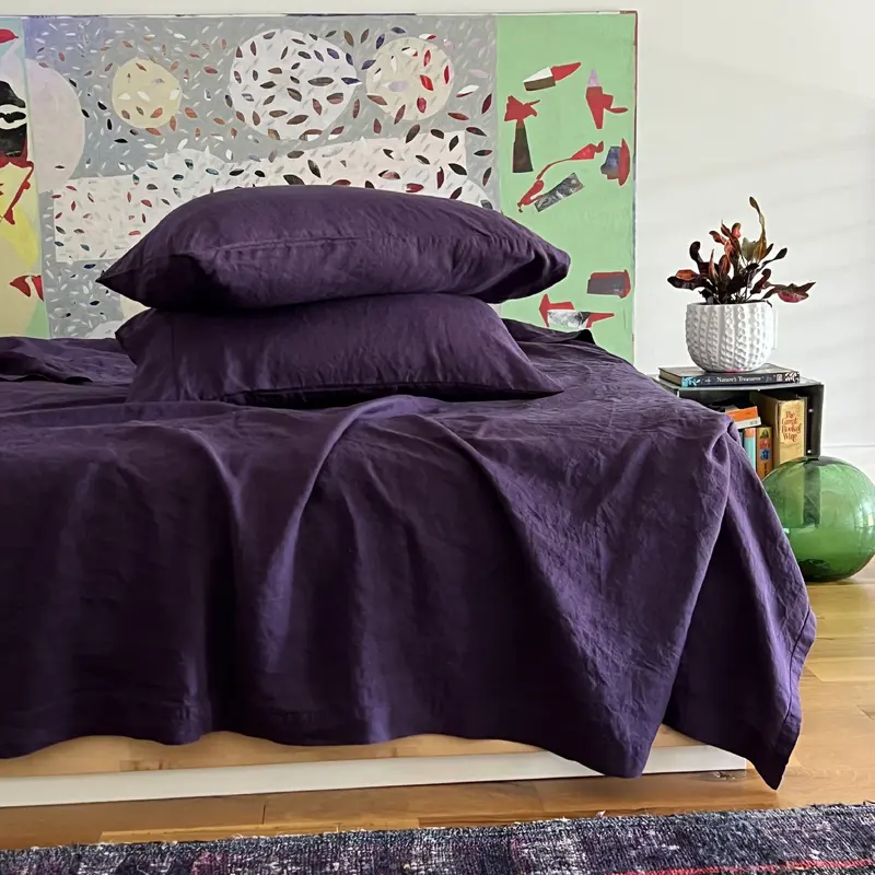 Aubergine Linen Pillowcase