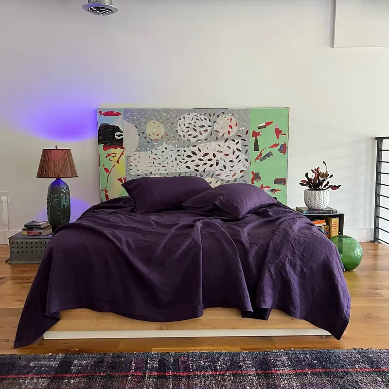 Aubergine Linen Sheet Set