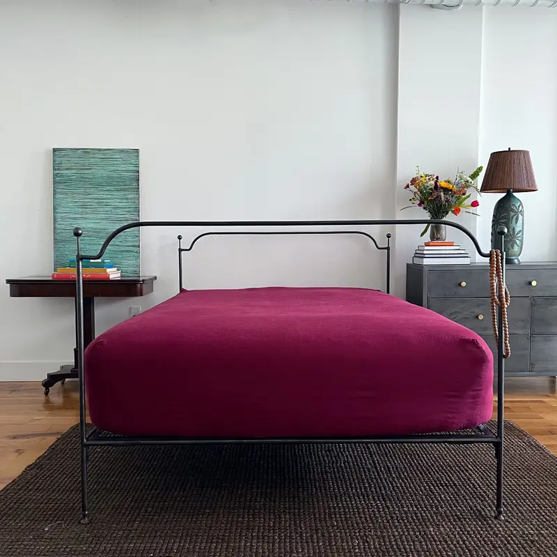 Burgundy Linen Fitted Sheet