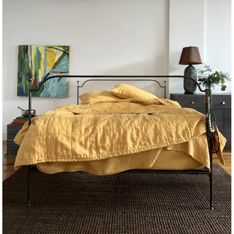 Butternut Quilted Linen Coverlet