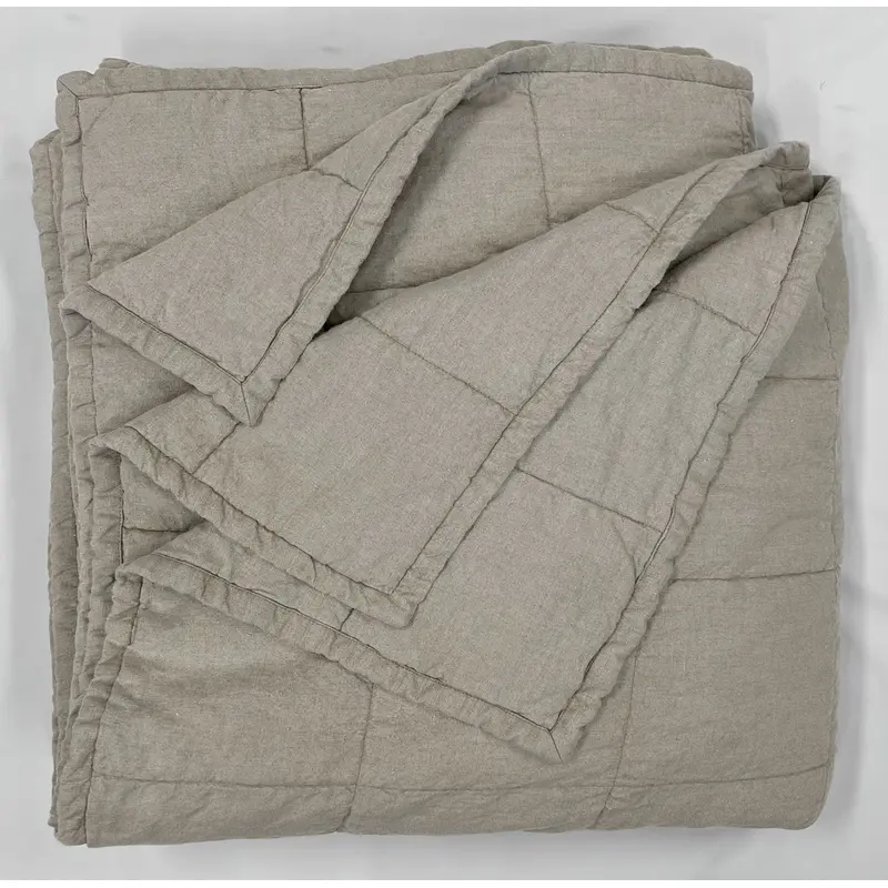 Eco Natural Quilted Belgian Eco Linen Coverlet