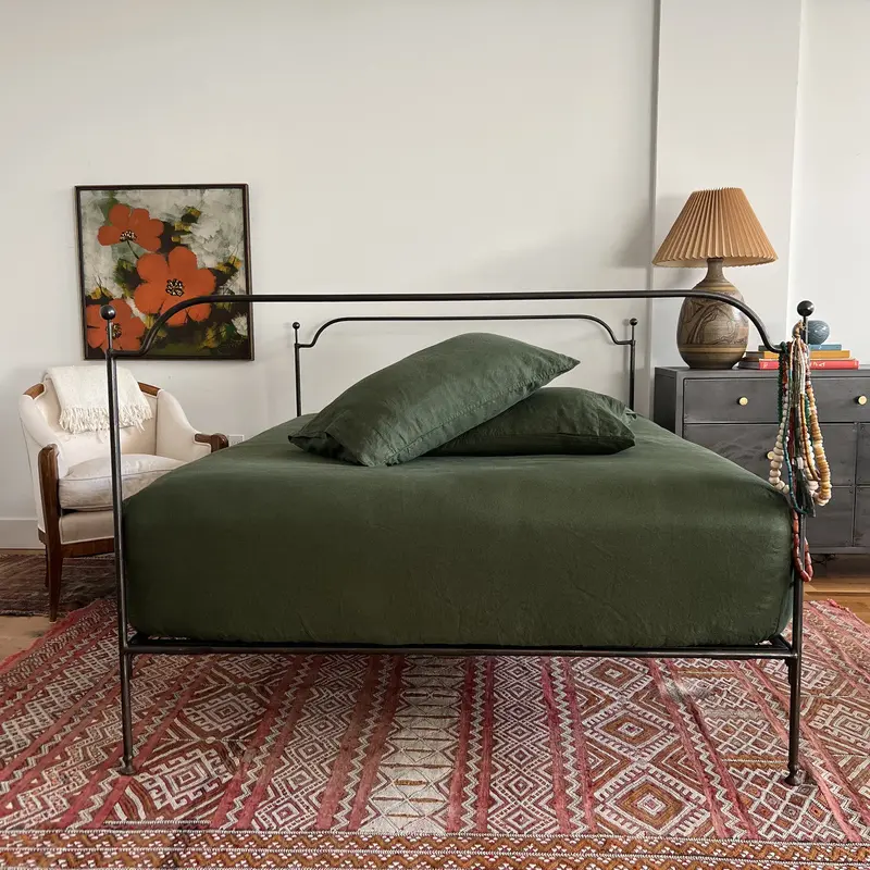 Grape Leaf Linen Fitted Sheet