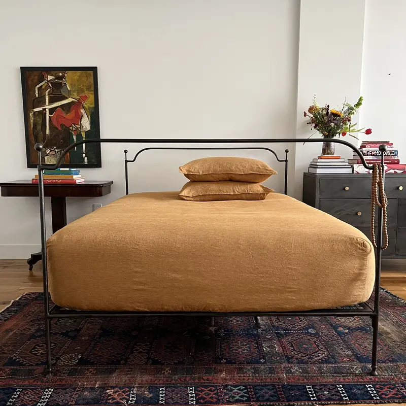 Harvest Gold Linen Fitted Sheet