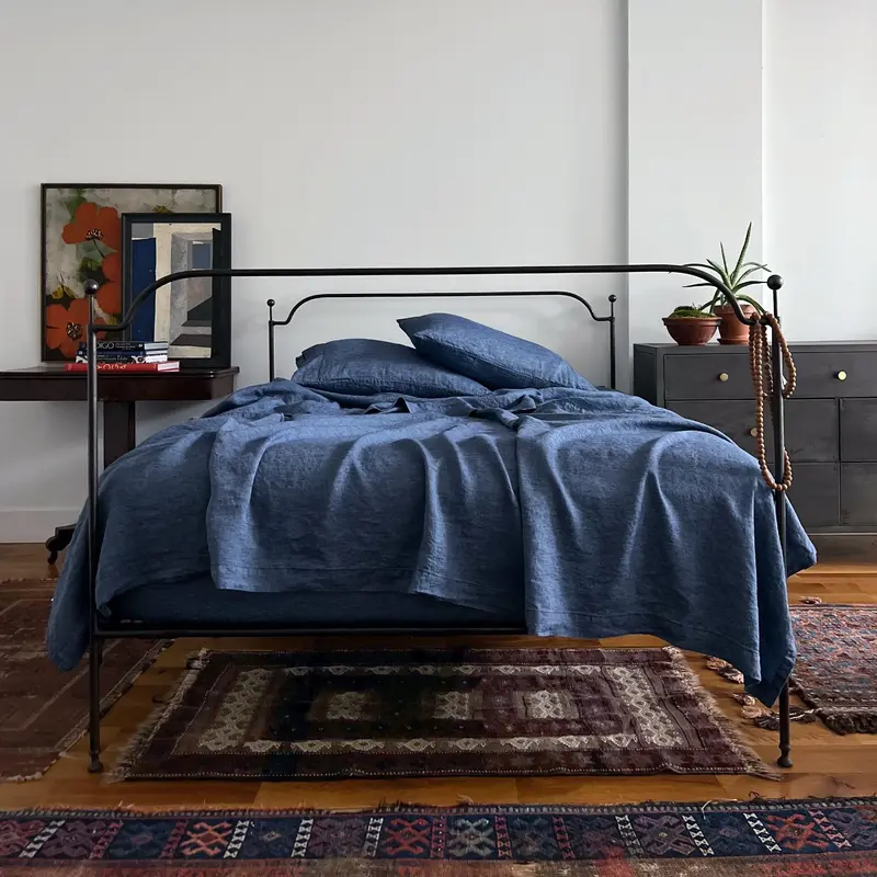 Indigo Linen Flat Sheet